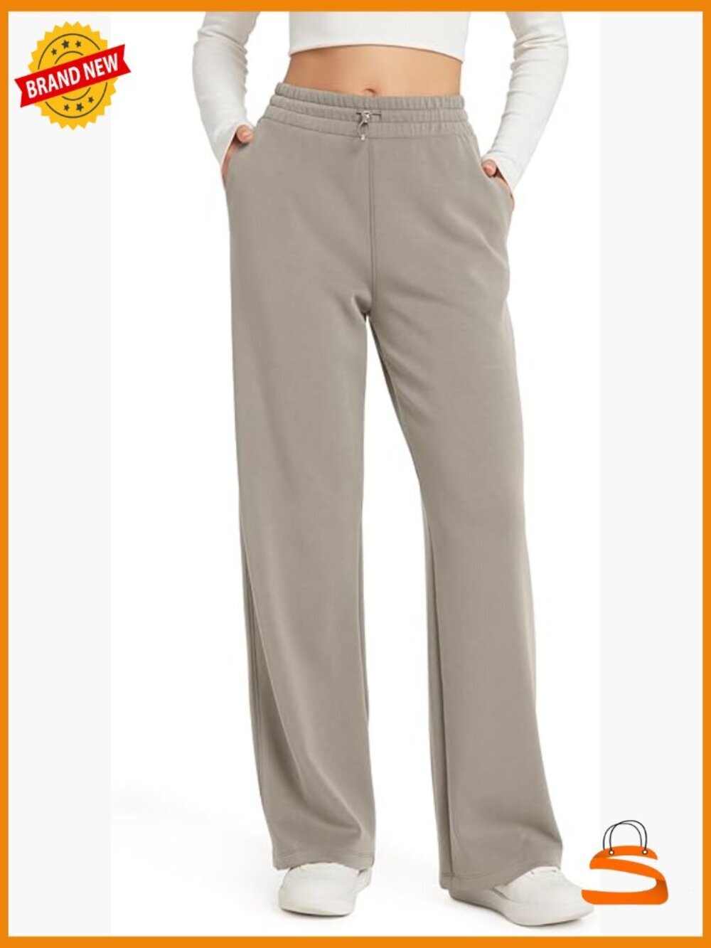 Modal Wide Leg Pants with Pockets Adjustable Shockcord High Waist Lounge 27-31